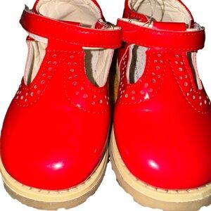 Toddler Girl's Sweet Magic T- Strap red paten look Princess Oxford Shoe SB#1